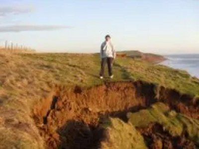 Jill Wareham at the cliff fall on the Military Road